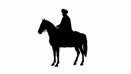 Naklejka premium 10 muharram ashura day Black silhouette, horse rider, equestrian icon, vector graphic isolated on White Background vector eps silhouette