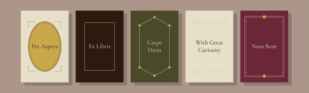 Dark Academia Gift Tag Card Set &mdash; Parchment, Burgundy and Olive with Gold Accents and Latin Phrases