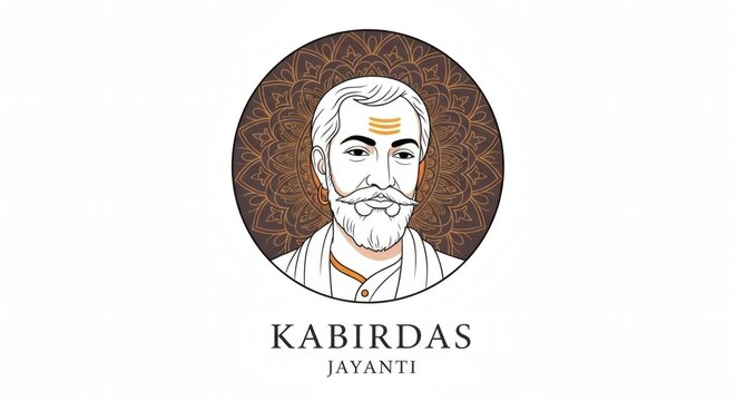 Sant Kabir Das Jayanti Portrait Design Inside Decorative Mandala.