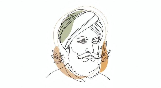 Sant Kabir Das Jayanti Line Art Portrait of Indian Saint Poet