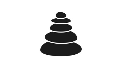 A simple black silhouette icon of a balanced stone cairn stack. © Dahlia_Elma