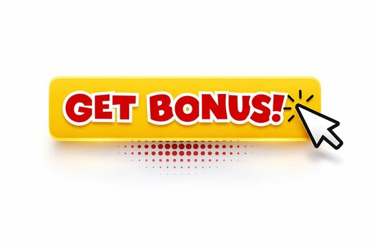 Bright yellow bonus banner with cursor click effect