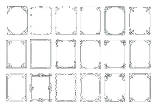 Set of decorative rectangle frames and vintage borders for elegant document design