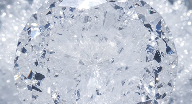 Macro Shot of a Brilliant Sparkling Diamond with Bright Light Refractions