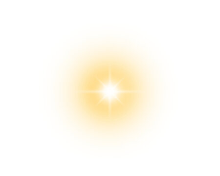 Light beam glow effect isolated on transparent background. Sparkle sunlight flare with shining rays and lens effect. Gold star burst decoration design element
