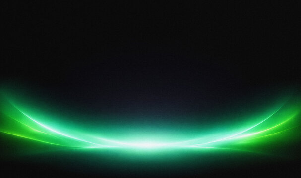 Abstract Glowing Green Waves Border on Bottom Dark Background