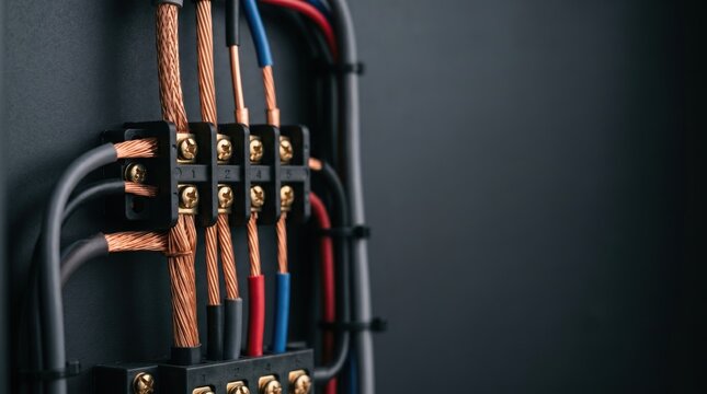 Electrical wiring installation workshop close-up image industrial setting technical perspective