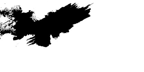 Obraz premium Ink splash brush stroke creating a powerful abstract form against a clean white background, conveying movement and artistic expression.