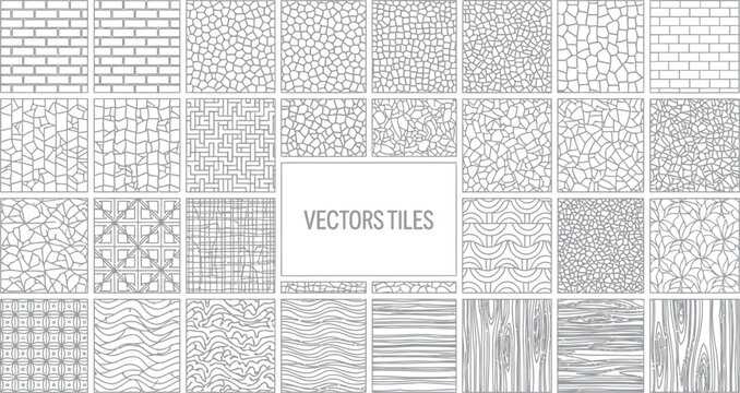 Vector tiles set for architectural landscape planning and design with landscape architecture patterns swatches materials architectural background collection drafting visualization planning