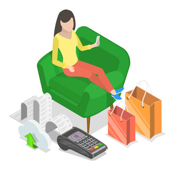 3D Isometric Flat Vector Illustration of Contactless Payment, Concept of Retail Software. Item 3