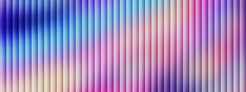 Holographic vertical stripe background with iridescent gradient colors. Abstract linear pattern with purple and blue metallic texture. Modern ribbed surface for digital wallpaper and web design.