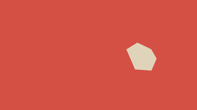 Simple white irregular polygon shape on red background