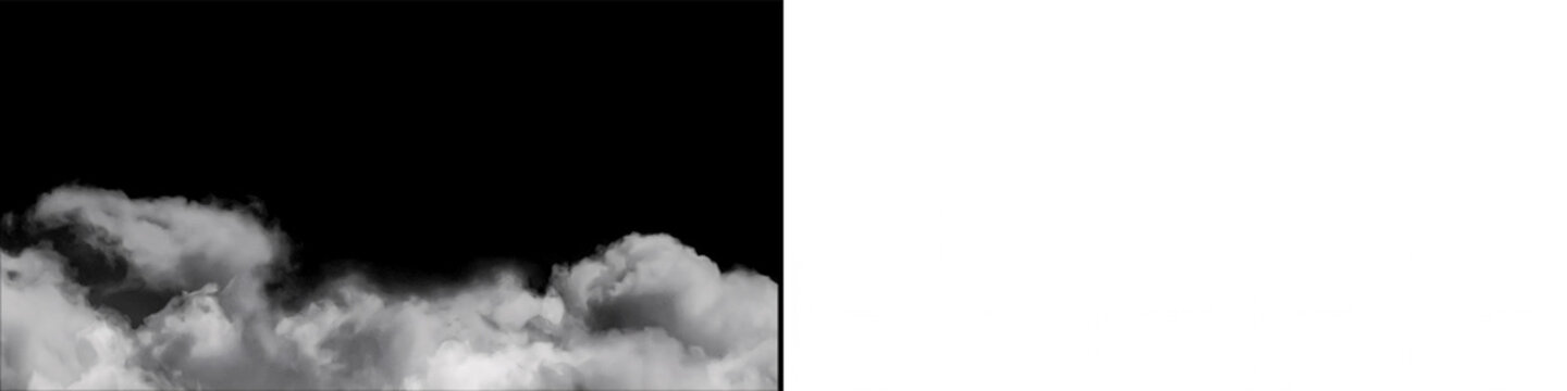 White fluffy clouds isolated on black background for digital editing compositing and creating realistic sky scenes.