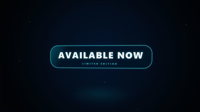 Animated blue neon available now sign with pulsing glow