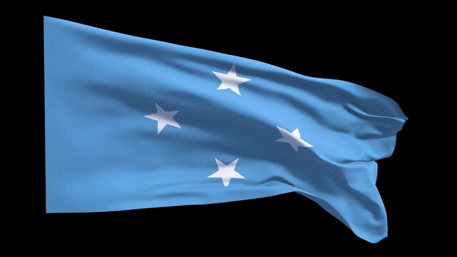 Realistic animation of the Federated States of Micronesia flag waving in the wind, ideal for travel, news, diplomacy, cultural content, national holidays educational projects presentations web banners