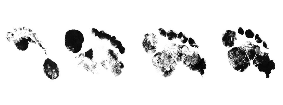Black monster foot prints set on transparent background isolated creepy alien track collection horror muddy paw trail silhouette zombie footprint set wildlife track stamps.