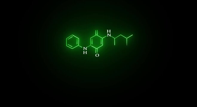 Glowing green molecular structure of chemical formula on black background a digital visualization of a structural diagram against