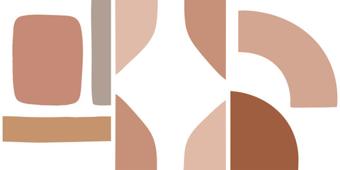 Abstract geometric shapes in warm earth tones featuring modern minimalist art style for creative design work © GraphixEra