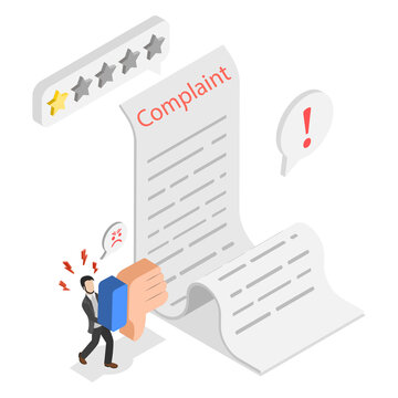 3D Isometric Flat  Illustration of Complaint Concept, Form For Lodging Complaints With The Organization
