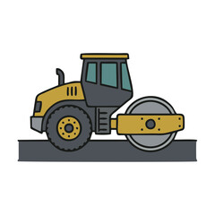 Fototapeta premium Road Construction Site with Heavy Machinery and Surveyor in Urban Infrastructure Development