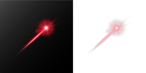 Red Laser Shot Light Effect with Glowing Energy Beam Isolated on Transparent Background © NAUM