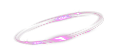 Naklejka premium Light Ring Arrow Glow Pink Energy Circle with Motion Trail Effect Isolated on Transparent Background