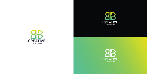Modern geometric letter B logo design with a vibrant green and yellow gradient, ideal for contemporary branding, creative corporate identity, and innovative digital communication businesses © micky_adb