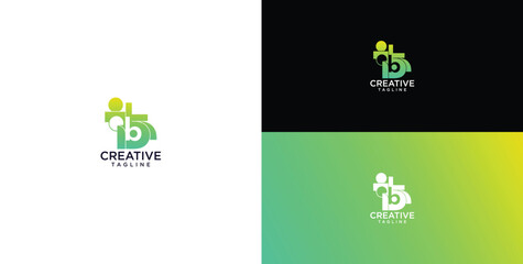 Modern and vibrant letter 'b' logo design symbolizing creative community, digital connection, and collaborative growth with an abstract human element and gradient colors © micky_adb