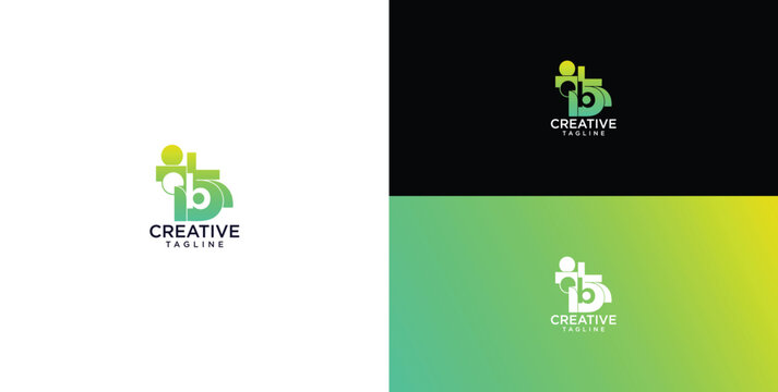 Modern and vibrant letter 'b' logo design symbolizing creative community, digital connection, and collaborative growth with an abstract human element and gradient colors