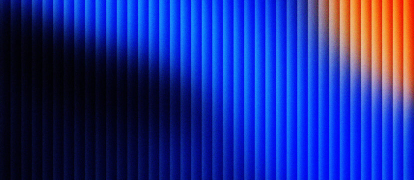 Abstract blue vertical lines background with orange light leak, modern geometric texture with glowing parallel stripes, vibrant neon gradient pattern for digital wallpaper and tech design.