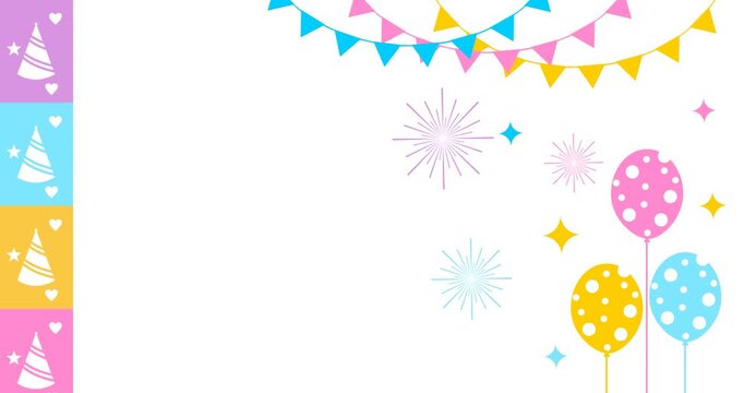 Copy space background animation with birthday and new year event decorations