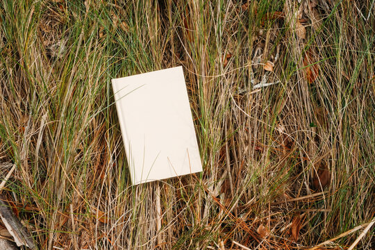 Blank book in natural coastal beach grass 