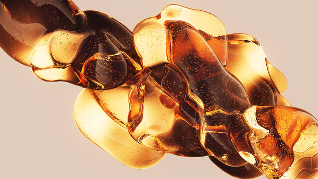 Amber gel bubbles in luxury skincare innovation composition