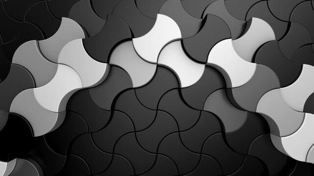 Geometric Shapes Form a Wave. Abstract motion, 3d rendering, 4k resolution
