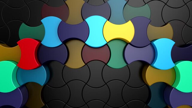 Geometric Shapes Form a Wave. Abstract motion, 3d rendering, 4k resolution
