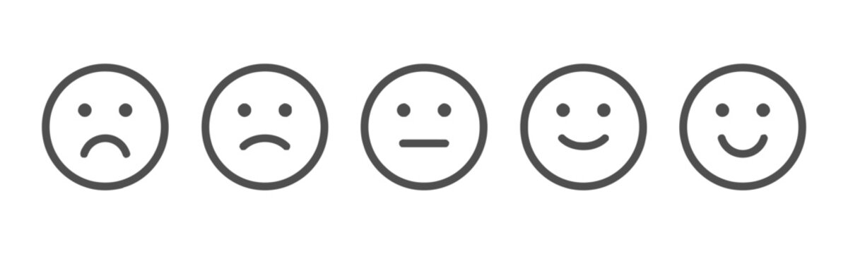 Feedback rating scale icons with facial expressions for customer survey