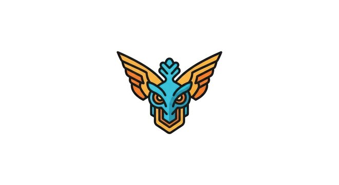 Colorful abstract winged symbol logo.