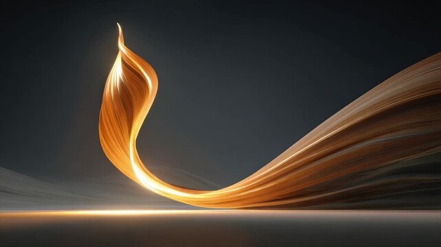 Abstract design of a glowing, ribbon-like structure against a dark background, evoking flow