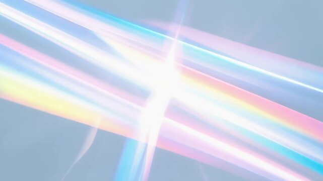 パステルカラーの虹色光線が広がる幻想的なプリズム背景素材