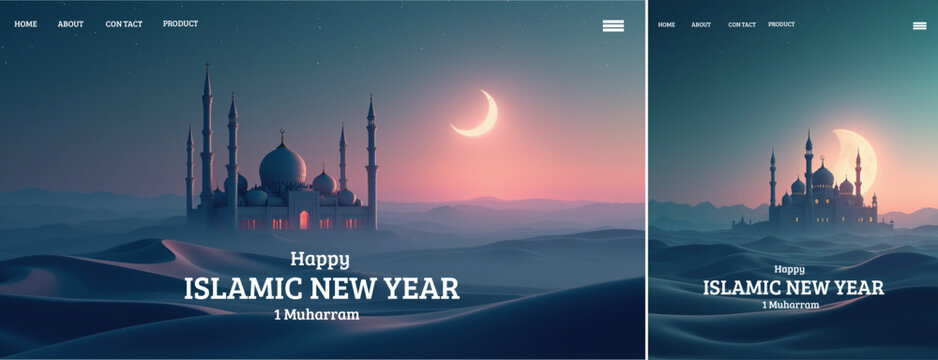 Elegant happy muharram islamic new year background for social media, website, design template