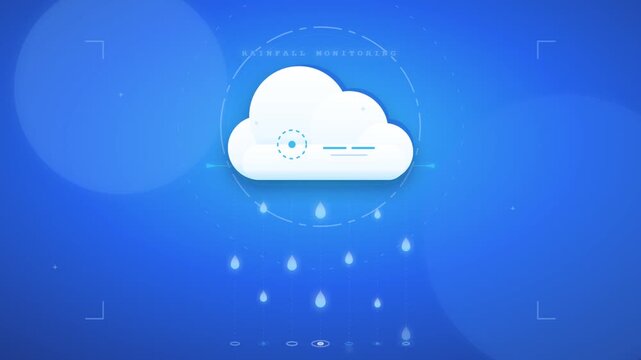 Digital Rainfall Monitoring Interface with Cloud Icon Animation