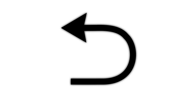 Curved return arrow symbol. Minimal backward direction icon, Curved Return Arrow Icon Minimal Black Navigation Symbol.