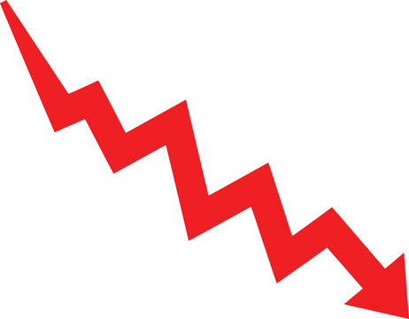 Red zigzag arrow pointing down representing financial decline or negative business trend