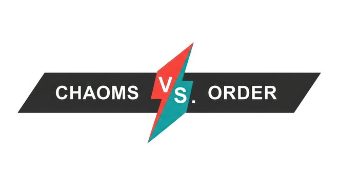 Chaos versus order concept logo symbol.