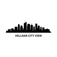 Fototapeta premium Cityscape Silhouette On White Background Architectural Urban Profile