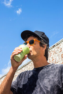 Man Drinking Matcha in Los Angeles