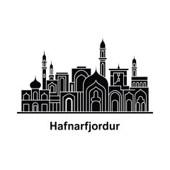 Obraz premium hafnarfjordur skyline silhouette on white background cityscape