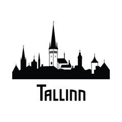 Naklejka premium tallinn skyline silhouette on white background cityscape
