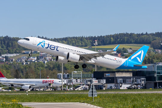 AJet Airbus A321neo airplane at Zurich airport in Switzerland