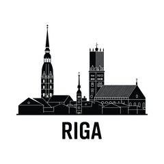 Obraz premium riga skyline silhouette on white background cityscape
